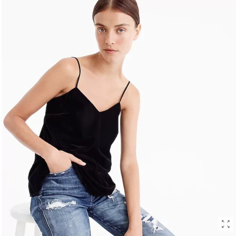 J. Crew Velvet Peplum Black Cami